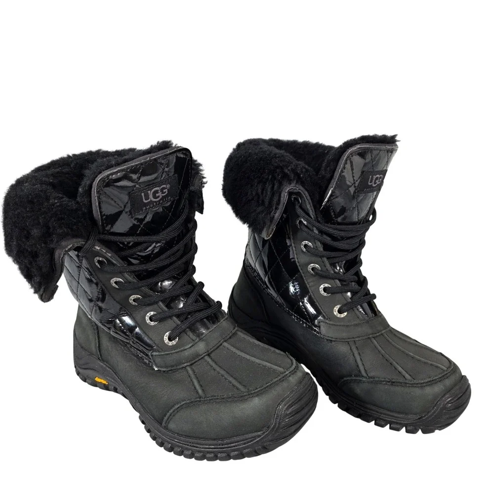 UGG Adirondack II Winter Boots Women Size 6 Black Waterproof Snow Boot Shearling